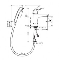 MONOMANDO LAVABO 100 CON DUCHA BIDE FOCUS HANSGROHE